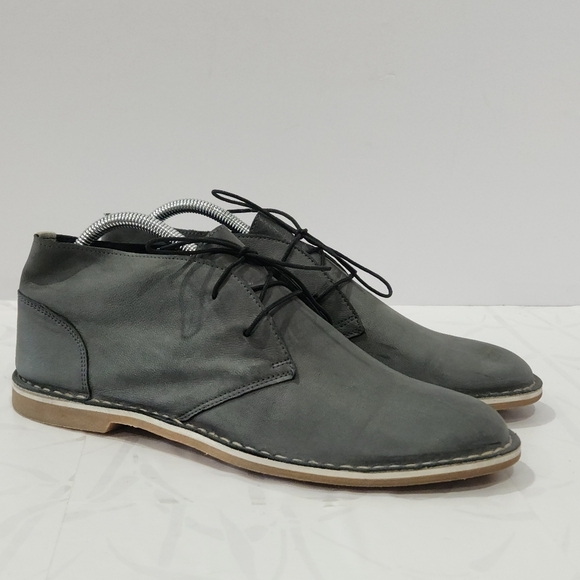 Barney’s New York Men's Gray Leather Low Chukka Boots Size 11 Made in Italy - Picture 2 of 12